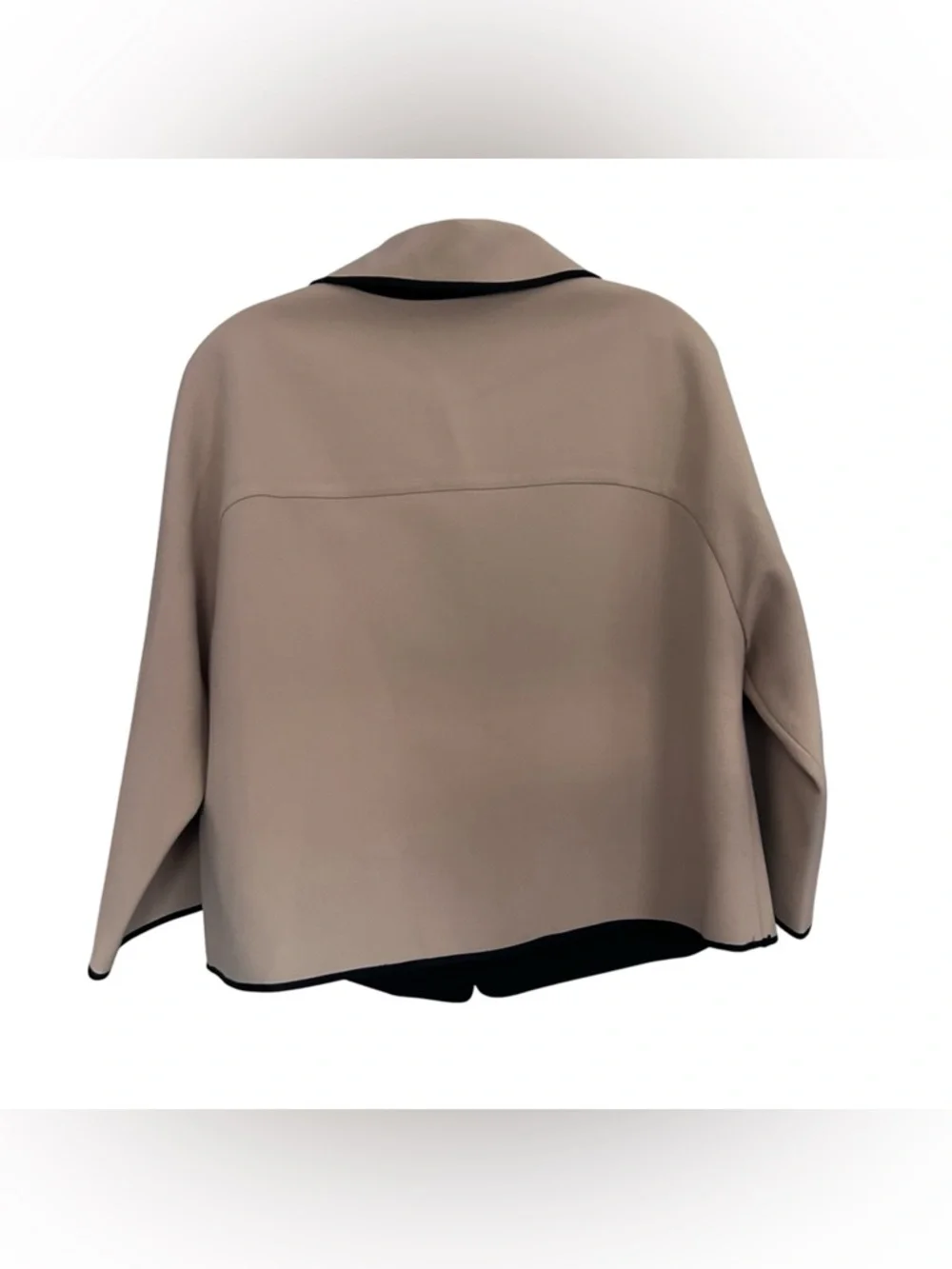 Chico's Taupe Jacket with Black Trim - Picture 2 of 10